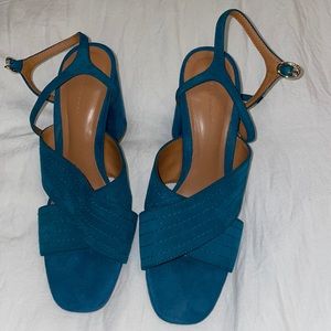 Zara Turquoise Suede Heels